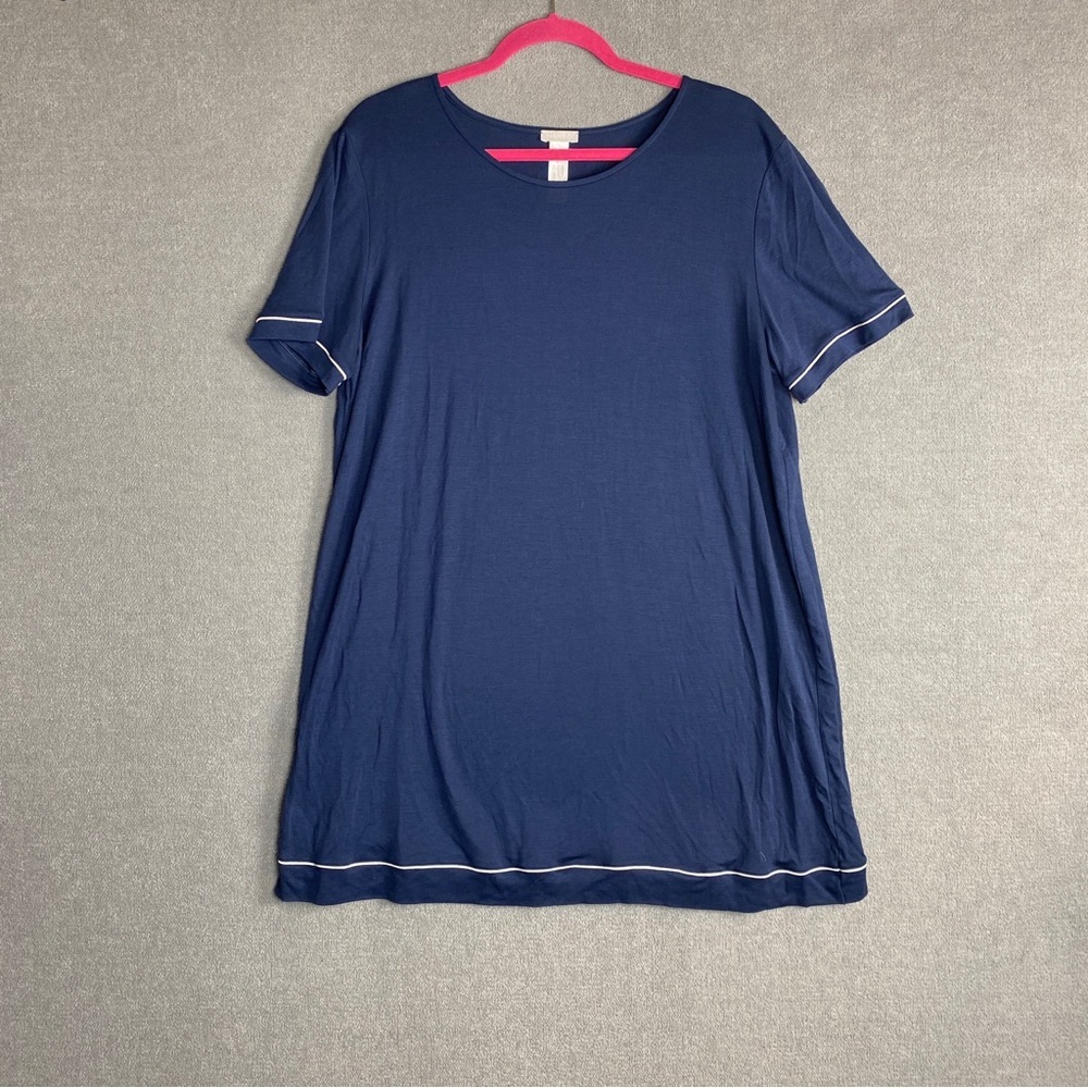 HANRO short sleeve natural comfort night dress deep navy size L